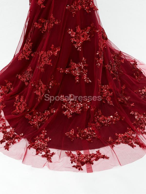 Brillante sin Respaldo Rojo de Lentejuelas Sirena de Noche Largos vestidos de fiesta, Vestidos 17707