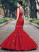 Vestidos de fiesta de noche de sirena de lentejuelas rojas de un hombro, vestidos de fiesta de noche, 12267