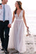 Profundamente V trajes de novia de la playa del cordón del escote, vestidos de boda de encargo largos atractivos, 17104