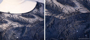 Long Sleeve Navy Scoop Neckline Homecoming Prom Dresses, Affordable Short Party Prom Dresses, Perfect Homecoming Dresses, CM292