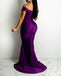 Sexy Purple Mermaid Off Shoulder V-neck Cheap Long Bridesmaid Dresses,WG1586