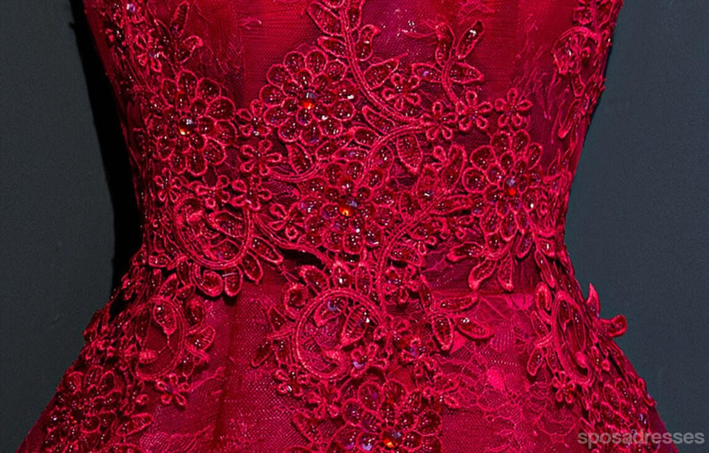 Dos Correas de color Rojo de Encaje en gran medida de Cuentas de Regreso a casa vestidos de fiesta, Vestidos Baratos Vestidos de Regreso a casa, CM265