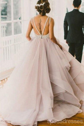 Un Escote de la Pala de la línea Trajes de novia de Organza, 2.017 Vestidos de Boda de Encargo Largos, Vestidos Nupciales Económicos, 17115