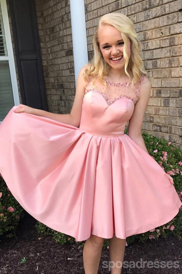 Pink Illusion Cute Pink Short Vestidos de fiesta baratos en línea, CM562