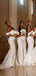 Simple de sirena blanca dama de honor larga adorna vestidos de damas de honor en línea, baratos, WG704