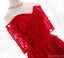 Vestidos de baile de bienvenida con encaje rojo de manga larga, vestidos de baile de fiesta corto asequibles, vestidos perfectos de bienvenida a casa, CM266