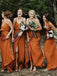 Correas espaguetis Burnt Orange Vestidos de dama de honor baratos en línea, WG267