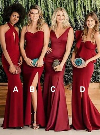 Borgonha Sereia Vestidos de dama de honra baratos muito incompatíveis on-line, WG278