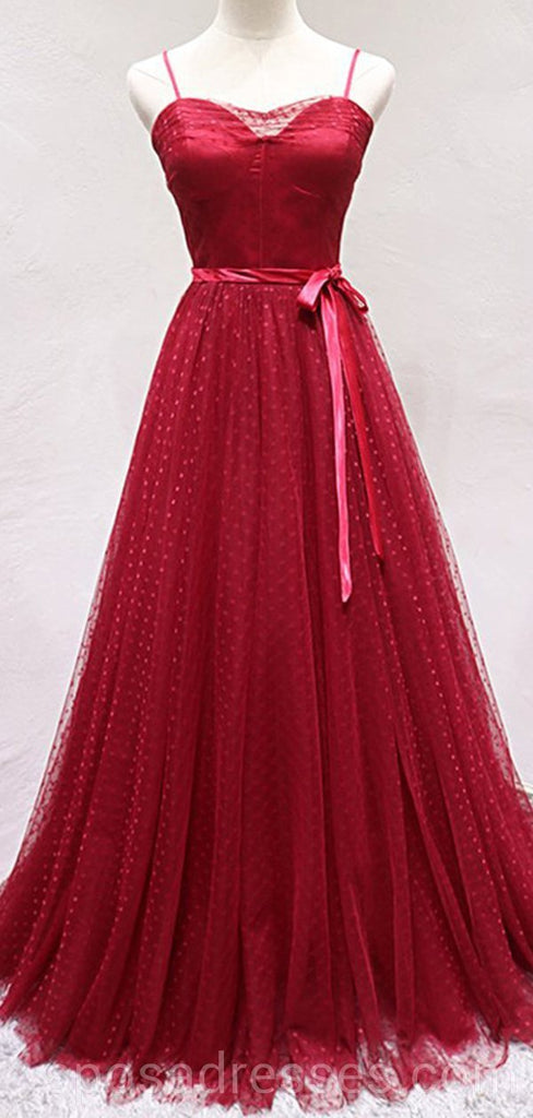 Espagueti atan cordón rojo con correa vestidos de la fiesta de promoción de la tarde largos, vestidos de la fiesta de promoción del partido de encargo baratos, 18601