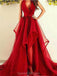 Halter red side slit Ruffles largo barato vestidos de fiesta de noche, vestidos de fiesta de la noche, 12343