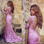 Vestidos largos del baile de fin de curso del partido del cordón de la sirena de la lila de la manga, vestidos largos baratos del baile de fin de curso, PD1702