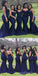 Correas de espagueti de sirena populares Vestidos de dama de honor largos de sirena para el banquete de boda, WG84