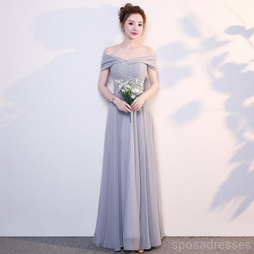 Cheap Grey Floor Length Mismatched Chiffon Bridesmaid Dresses Online, WG540