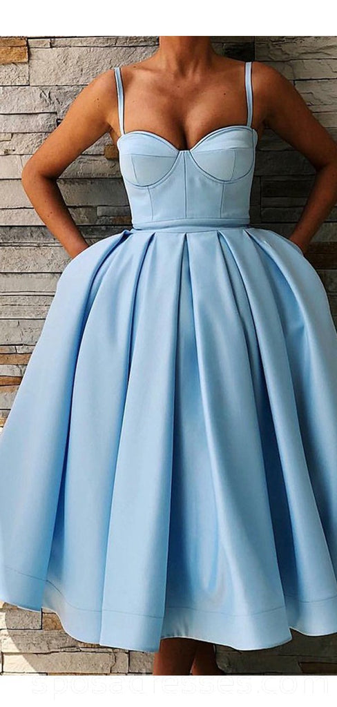 Correas simple azul único barato Homecoming vestidos en línea, baratos vestidos cortos de fiesta, CM770
