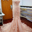 Vestidos de fiesta atractivos de la boda de la sirena del amor rosado del cordón con los Appliques, WD0033