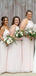 Gasa rosado pálido descoordinada dama de honor larga adorna vestidos de damas de honor en línea, baratos, WG711
