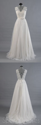 Melhor Venda de Vista V-Costas Lace Top Design Simples Festa de Casamento Vestidos, WD0036