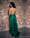Cabestro de Emerald Green atractivo raja del lado sin espalda vestidos de la fiesta de promoción de la tarde largos, 17508