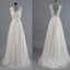 Mejor Venta Vantage Espalda en V de Encaje de la parte Superior del Diseño Simple de la Boda Vestidos de Fiesta, WD0036