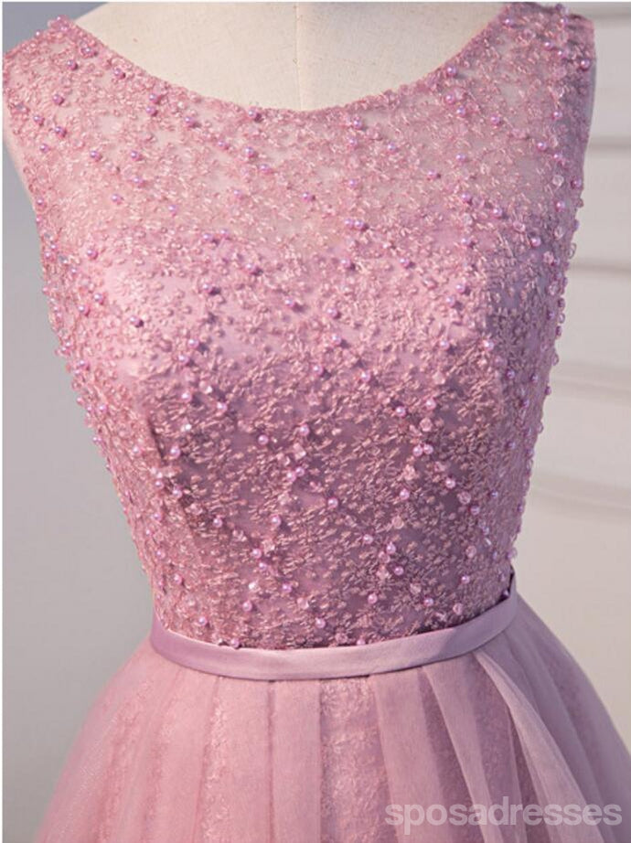 Sexy Open Back Pink Beaded Cute Homecoming Prom Dresses, Asequibles vestidos de baile de fiesta corta, vestidos perfectos de bienvenida a casa, CM303