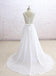 Vestidos de novia de playa baratos con cuello en V de encaje transparente en línea, WD382