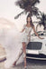 Unique See Through Short One Shoulder Long Sleeve Wedding Dresses,WD734