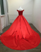 Fuera del hombro Vestidos de fiesta largos de noche rojos brillantes, vestidos de encargo baratos dulces 16, 18515