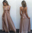 Sexy Backless Evening Prom Dresses, Long Brown Simple  Party Prom Dress, Custom Long Prom Dresses, Cheap Formal Prom Dresses, 17120