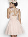 Pale Pink See Through Lace Cheap Short Homecoming Dresses Online, CM623