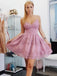Spahgetti Straps Lilac Lace Cheap Short Homecoming Dresses en línea, CM660