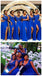 Royal Blue Cap Sleevess Corte lateral Longitud del piso Vestidos de dama de honor baratos en línea, WG528