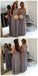 Modest Cap Sleeve Lace Una línea de gasa gris hasta el suelo Vestidos de novia para dama de honor, WG44