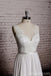 Vestidos de novia de playa baratos con cuello en V de encaje simples en línea, WD384