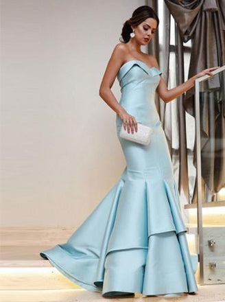 Sexy Blue Mermaid Sweetheart Long Party Prom Dresses, Cheap Dance Dresses,12544