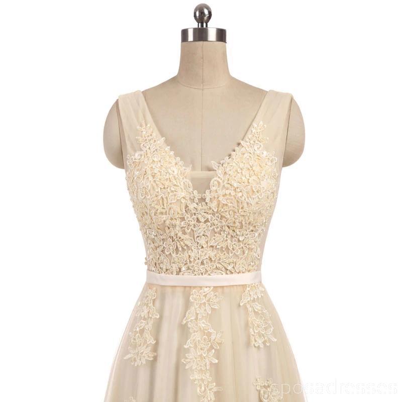 V cuello champán ver a través de vestidos de novia baratos en línea, vestidos de novia baratos, WD494