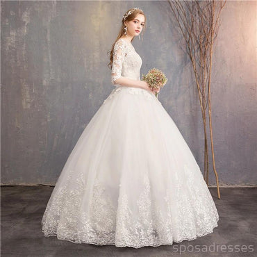 Long Sleeves Lace Ball Gown Cheap Wedding Dresses Online, Cheap Bridal Dresses, WD495