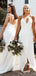 Robes de demoiselle d'honneur longues bretelles spaghetti blanc cassé en ligne, robes de demoiselles d'honneur pas chères, WG728