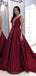 Granate sin espalda atractivo vestidos de la fiesta de promoción de la tarde largos simples, vestidos de la fiesta de promoción del partido de encargo baratos, 18581
