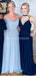 Gasa dama de honor larga azul adorna vestidos de damas de honor en línea, baratos, WG701