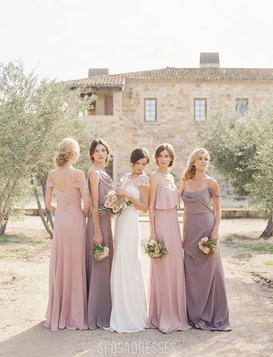 Chiffon Mimsatched Vestidos largos de dama de honor baratos en línea, WG204