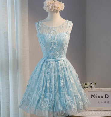 Tiffany Blue Open back Lace Cute Homecoming Prom Dresses, Affordable Short Party Prom Dresses, Perfect Homecoming Dresses, CM313