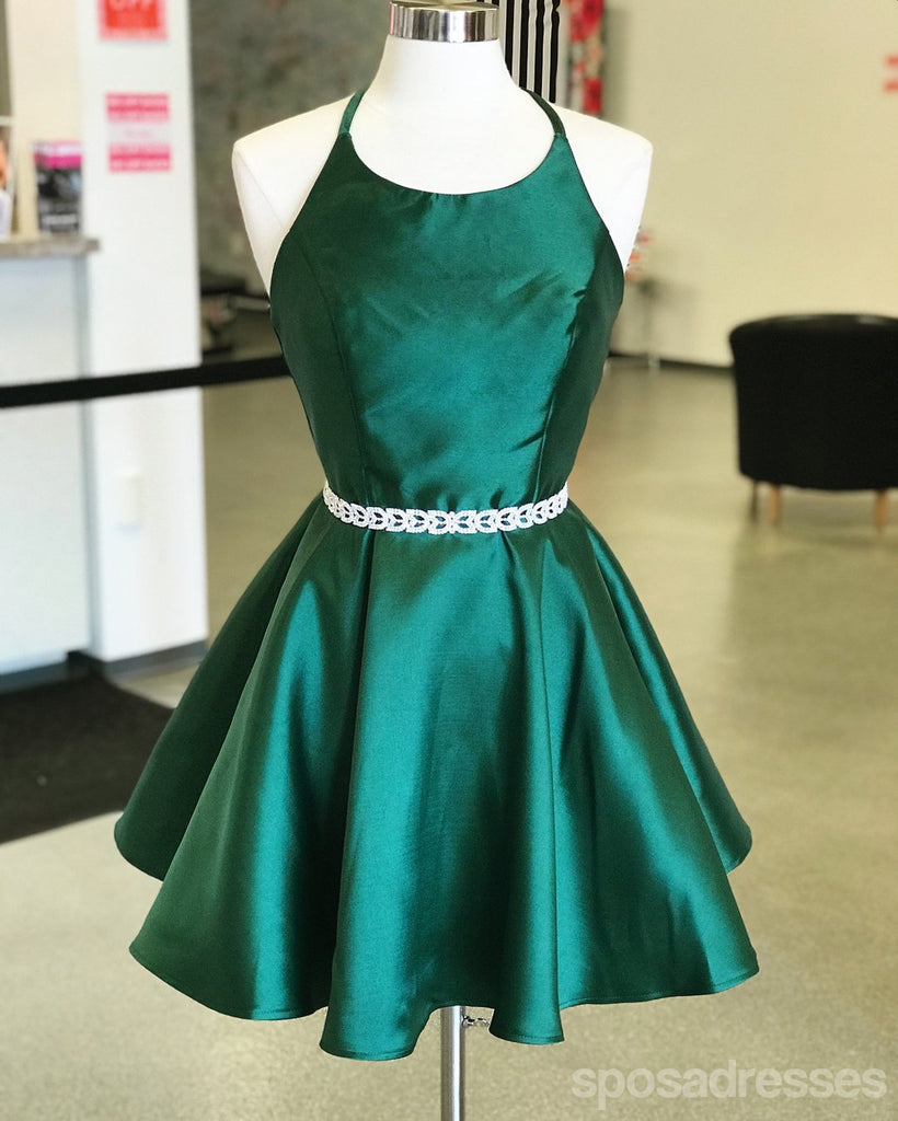 Emerald Green atractiva vestidos de regreso baratos cortos simples sin espalda bajo 100, CM575