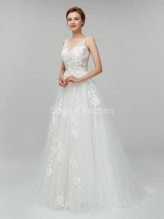 Sexy Backless Lace V Neck Cheap Wedding Dresses Online, Cheap Bridal Dresses, WD553