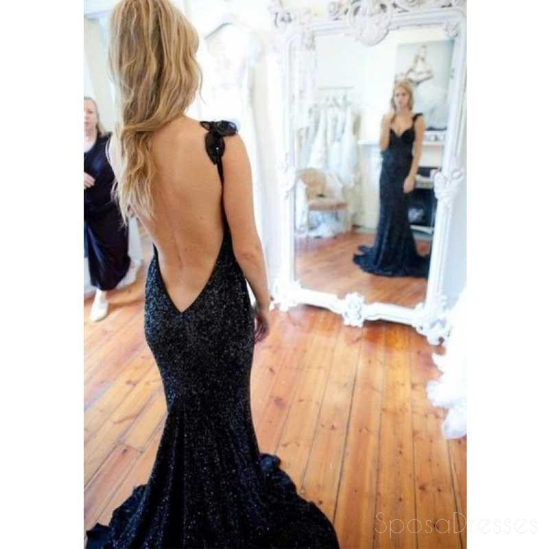 Negro de Lentejuelas Sirena de Noche, vestidos de fiesta, Vestidos Backless Sexy de Fiesta Vestido de fiesta, Personalizada Largo Vestido de fiesta, Hoteles de Fiesta Vestido de fiesta Formal Vestido de fiesta, 17024