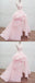 Halter Lace High Low Pink Organza Long Evening Prom Dresses, Cheap Custom Sweet 16 Dresses, 18461