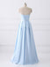 Sencillo Barato vestido de Azul Cielo con Cuentas Larga Noche de Baile &amp; Vestidos de Dama de honor, 17348