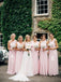Mismatched Chiffon Pale Pink Long Vestidos de dama de honor baratos en línea, WG250