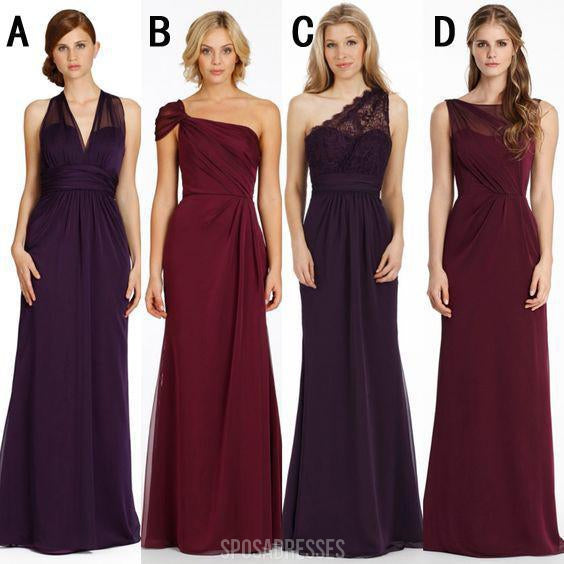 Barato no Coincidentes de Gasa Largo vestido de Dama de honor, Asequible Único Personalizado Largos Vestidos de Dama de honor, Asequible de Dama de honor Vestidos de fiesta, BD112