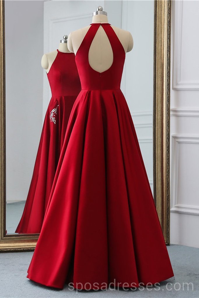 Vestidos de fiesta de noche largos rojos brillantes brillantes de espalda abierta, vestidos de fiesta personalizados baratos, 18595