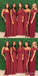 Vestidos de noiva mal combinados Chiffon Dark Red Long Cheap Bridesmaid Online, WG682